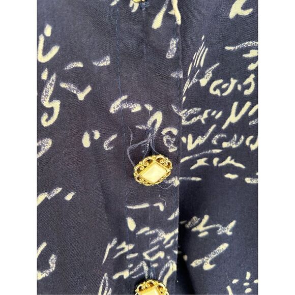 🐿️ Vintage Judy Tops Blue & White With Gold Pearl Buttons Made In USA 42 (Med) - Picture 4 of 6